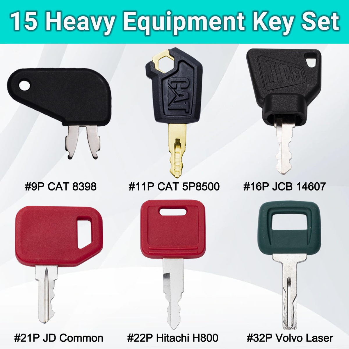 DHEISHA ignition and operator keys designed for construction machines.