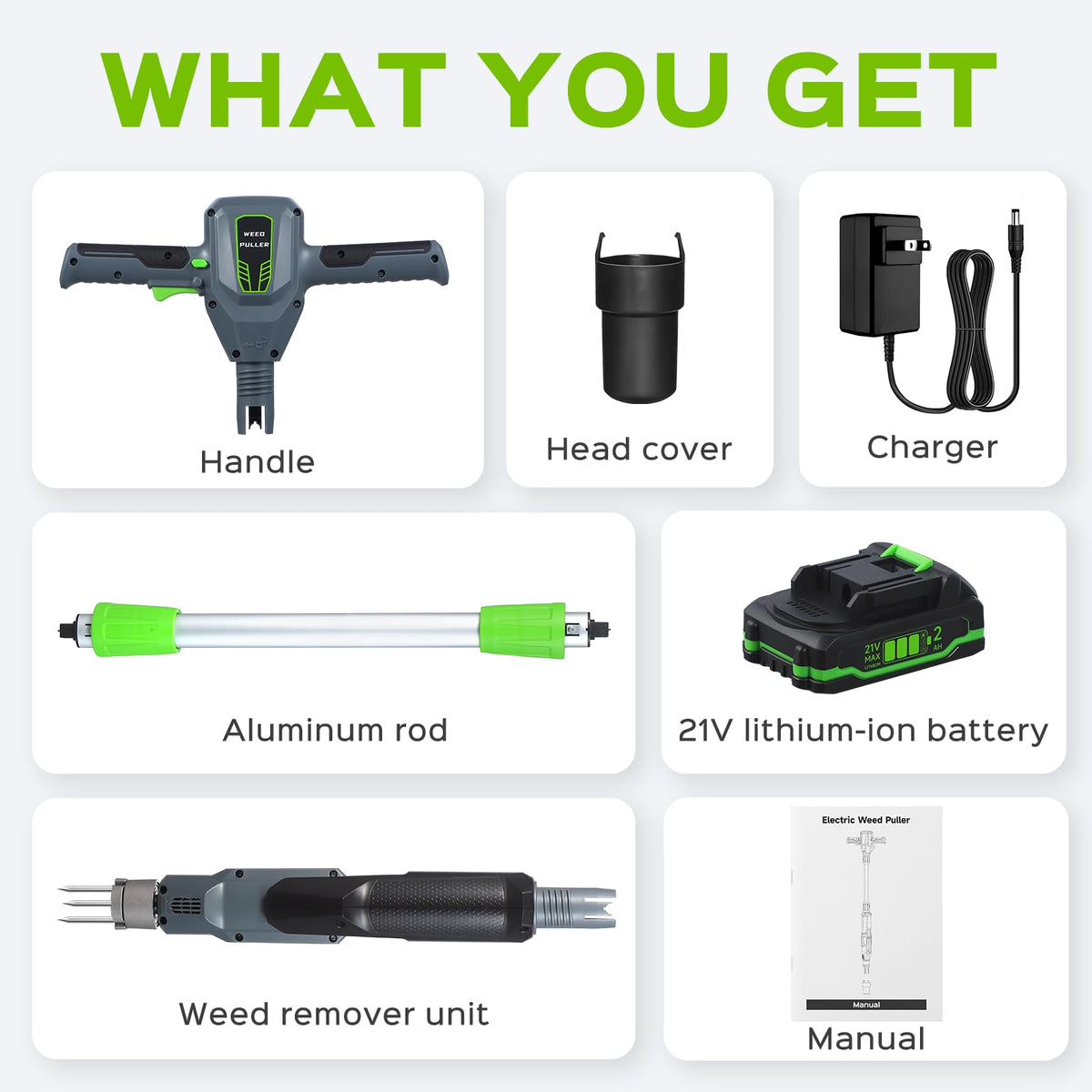 DIAINSKY box includes weed remover, battery and charger
