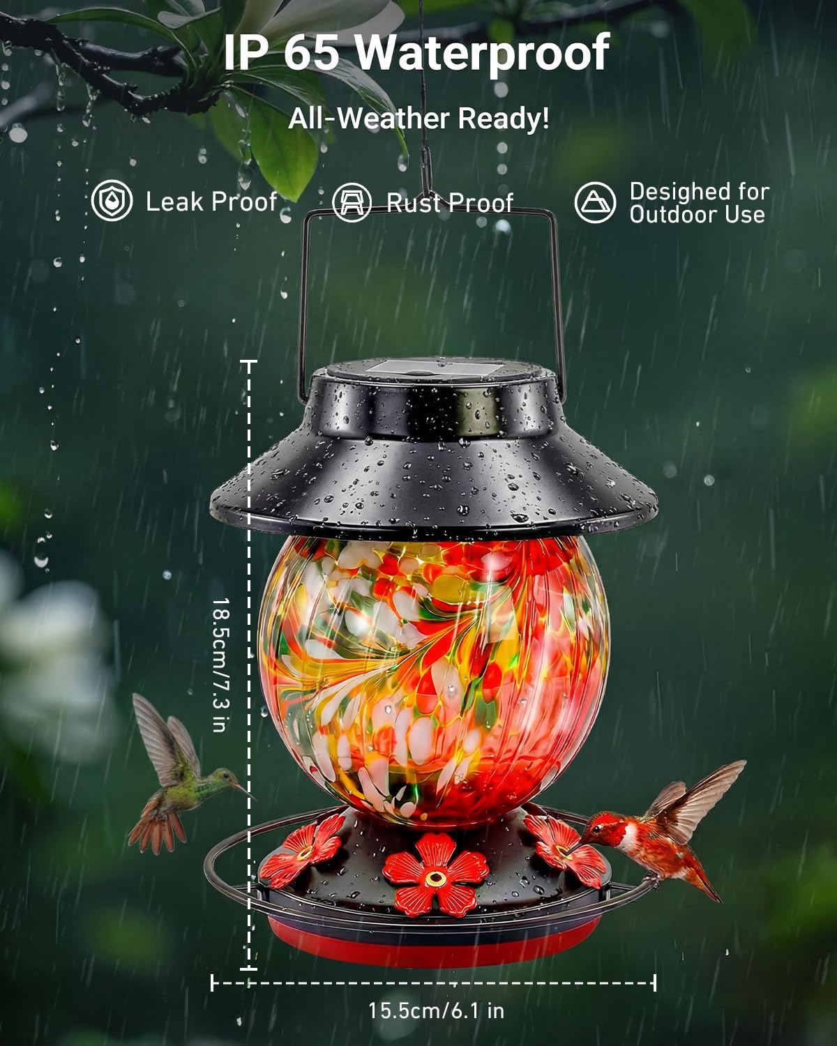 Dialan's hummingbird feeder holds about 700ml for multiple birds