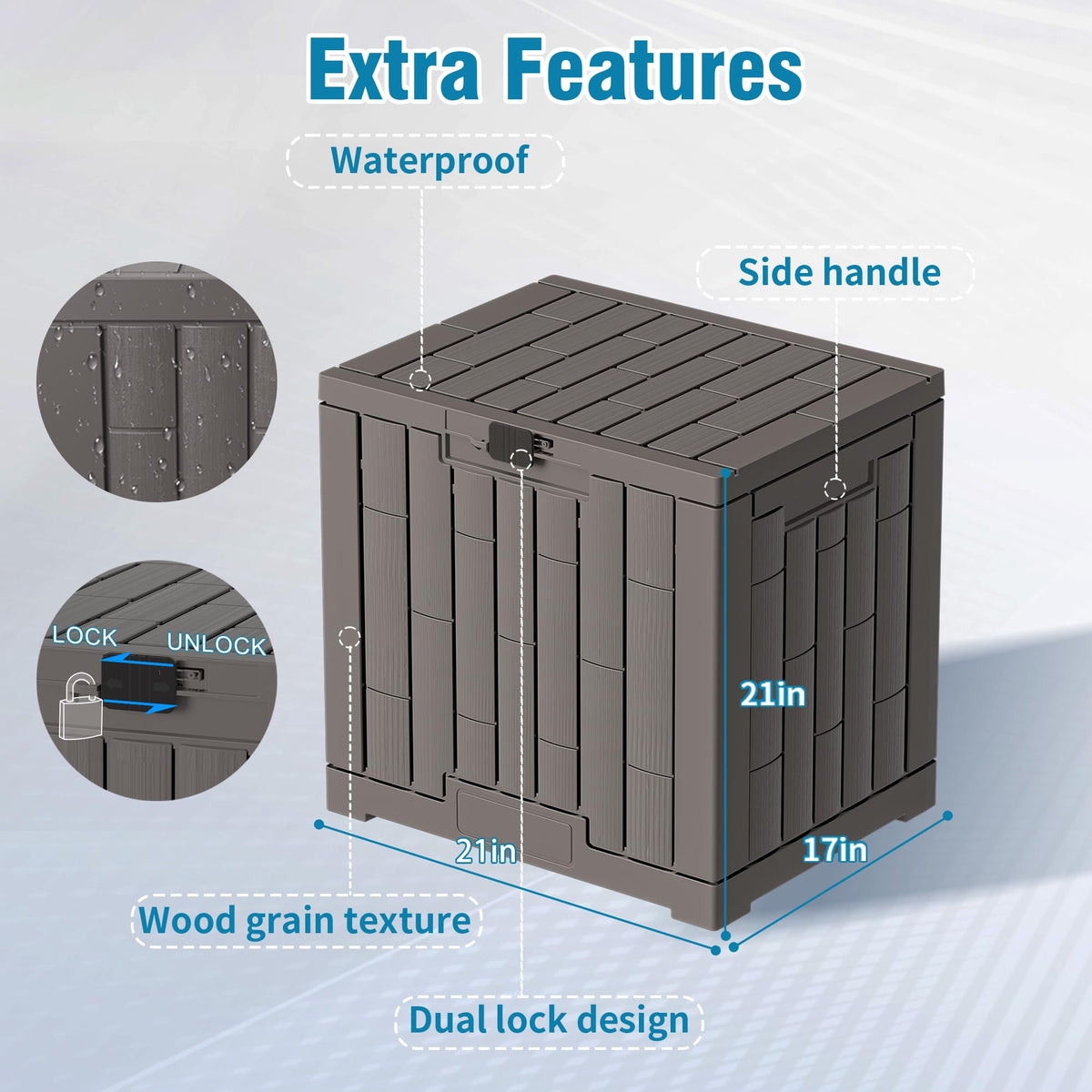 DiamondForge 30-gallon lid closed for secure outdoor storage.