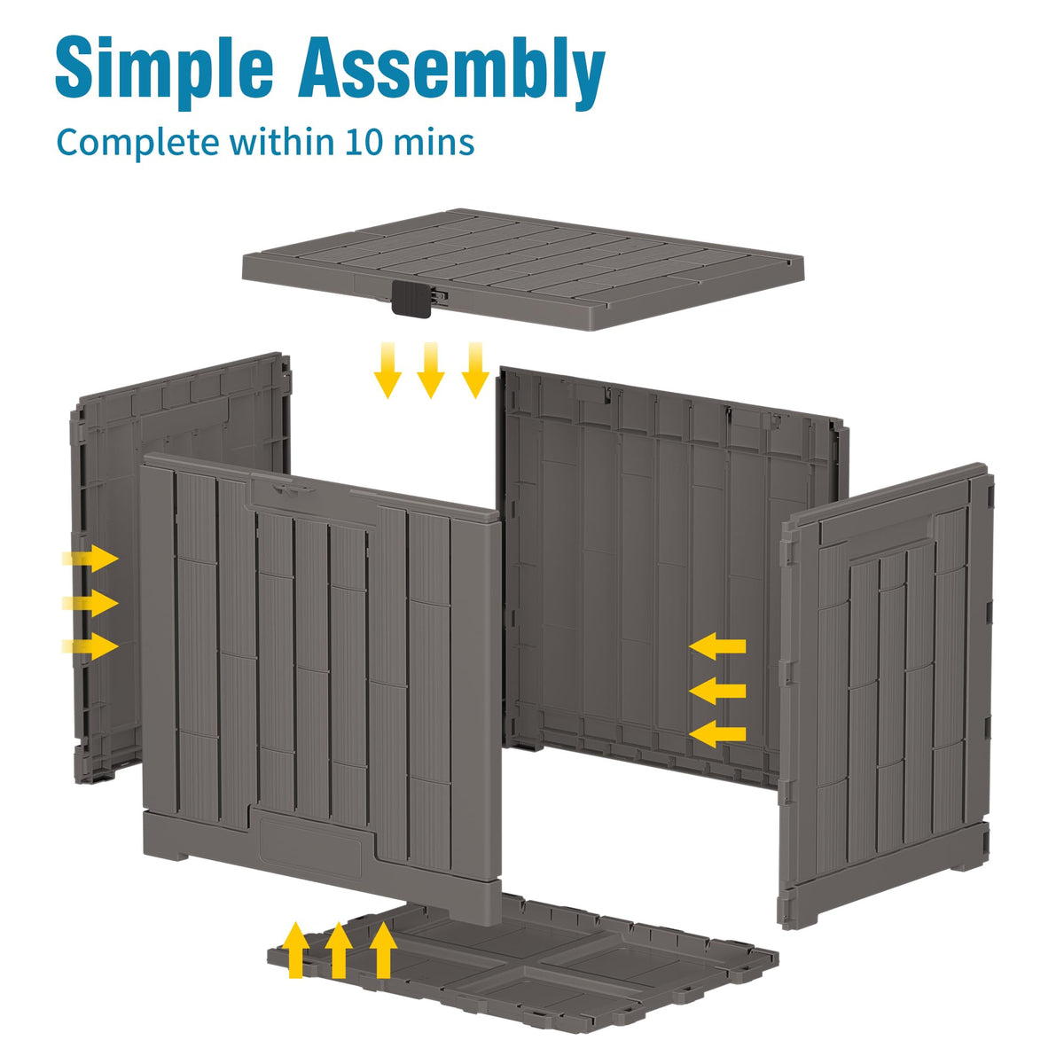 DiamondForge 30-gallon capacity kept neat for garden tools and gear.