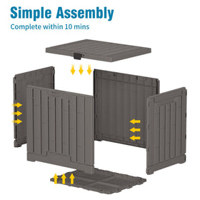 DiamondForge 30-gallon capacity kept neat for garden tools and gear.