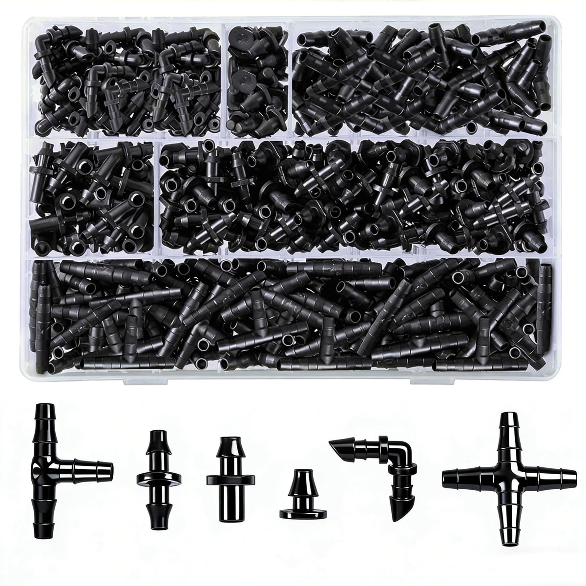 Dianrui 4-way connector for drip irrigation kit enables flexible watering layouts.
