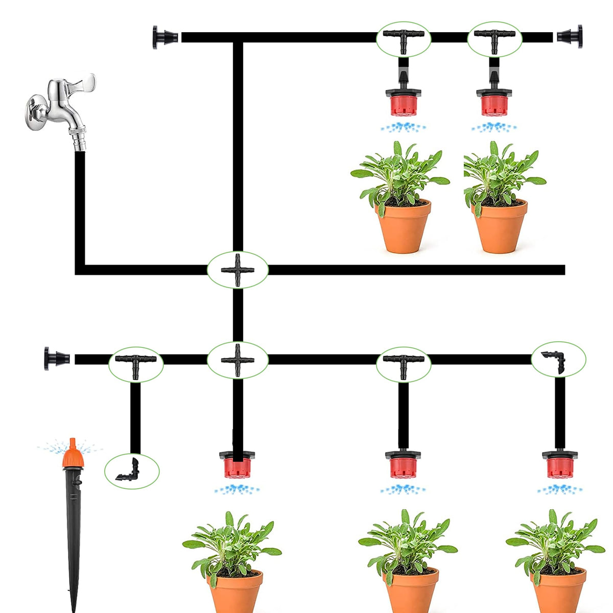 Dianrui straight barb fitting provides smooth flow in garden irrigation lines.