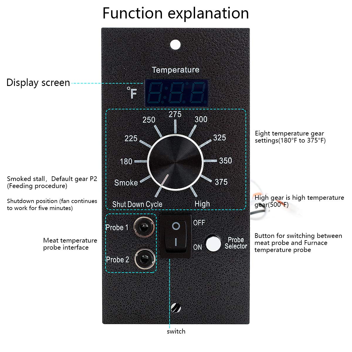 Dibay Pro Controller with two meat probes for accurate grilling