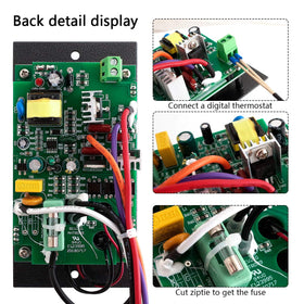 Dibay controller package contents with panel, probes, RTD sensor, hangers, and fuse