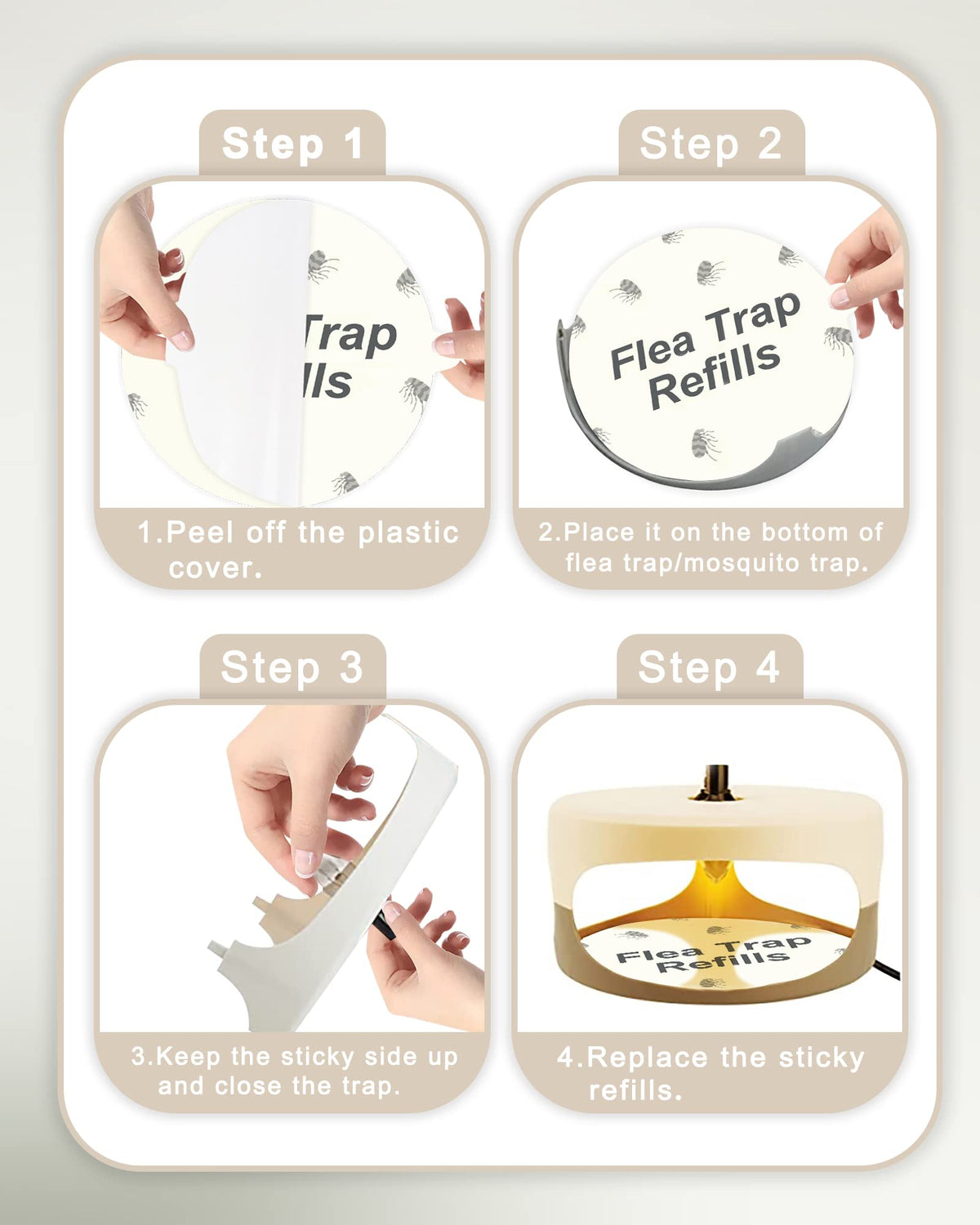 Dichroma 20-pack refill discs arranged for steady pest control inside home.