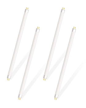 Dichroma T5 8W bulb packaging shows a four-pack for easy home setup.