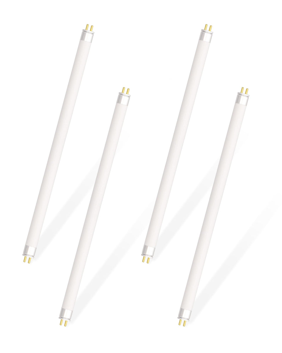 Dichroma T5 8W bulb packaging shows a four-pack for easy home setup.