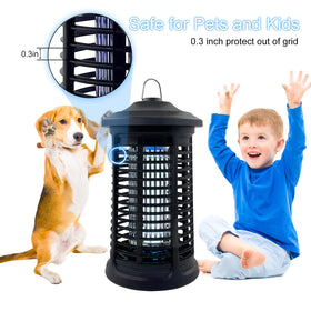 Dickinda bug zapper glow-blue-light highlighting the UV lure for garden insect control