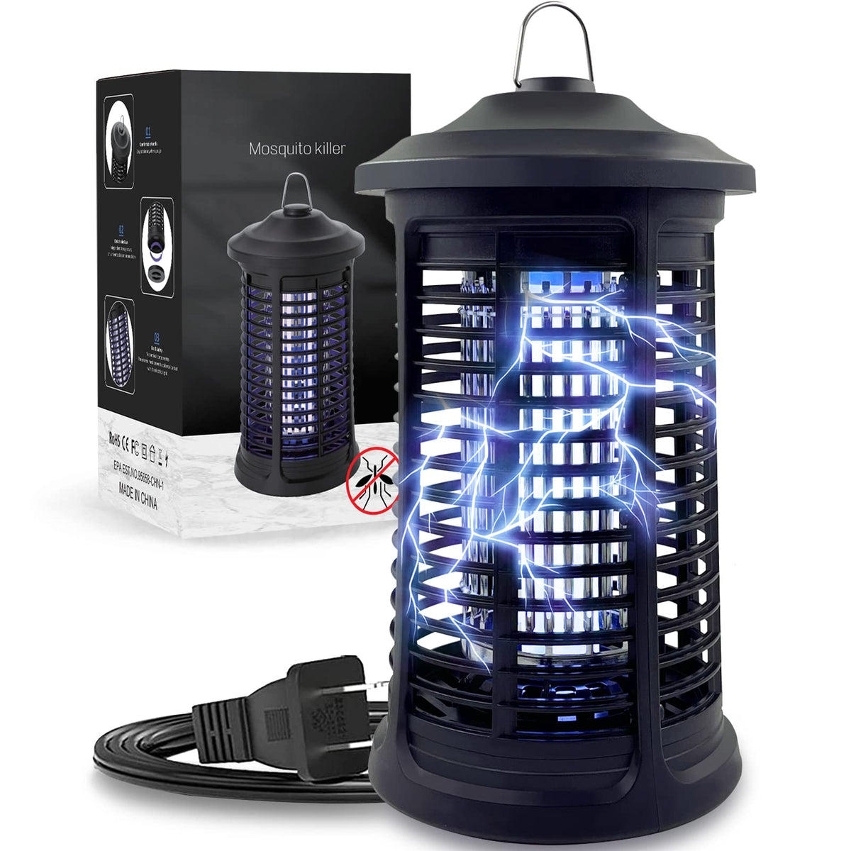 Dickinda Electric Bug Zapper outdoors at dusk attracting pests to protect the patio