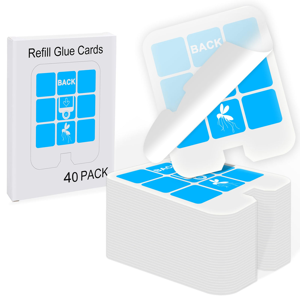 Dickinda refill glue cards close-up showing non-toxic adhesive for safe home use