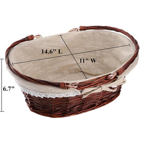 Dicunoy wicker basket with handles down demonstrates easy transport and compact storage.
