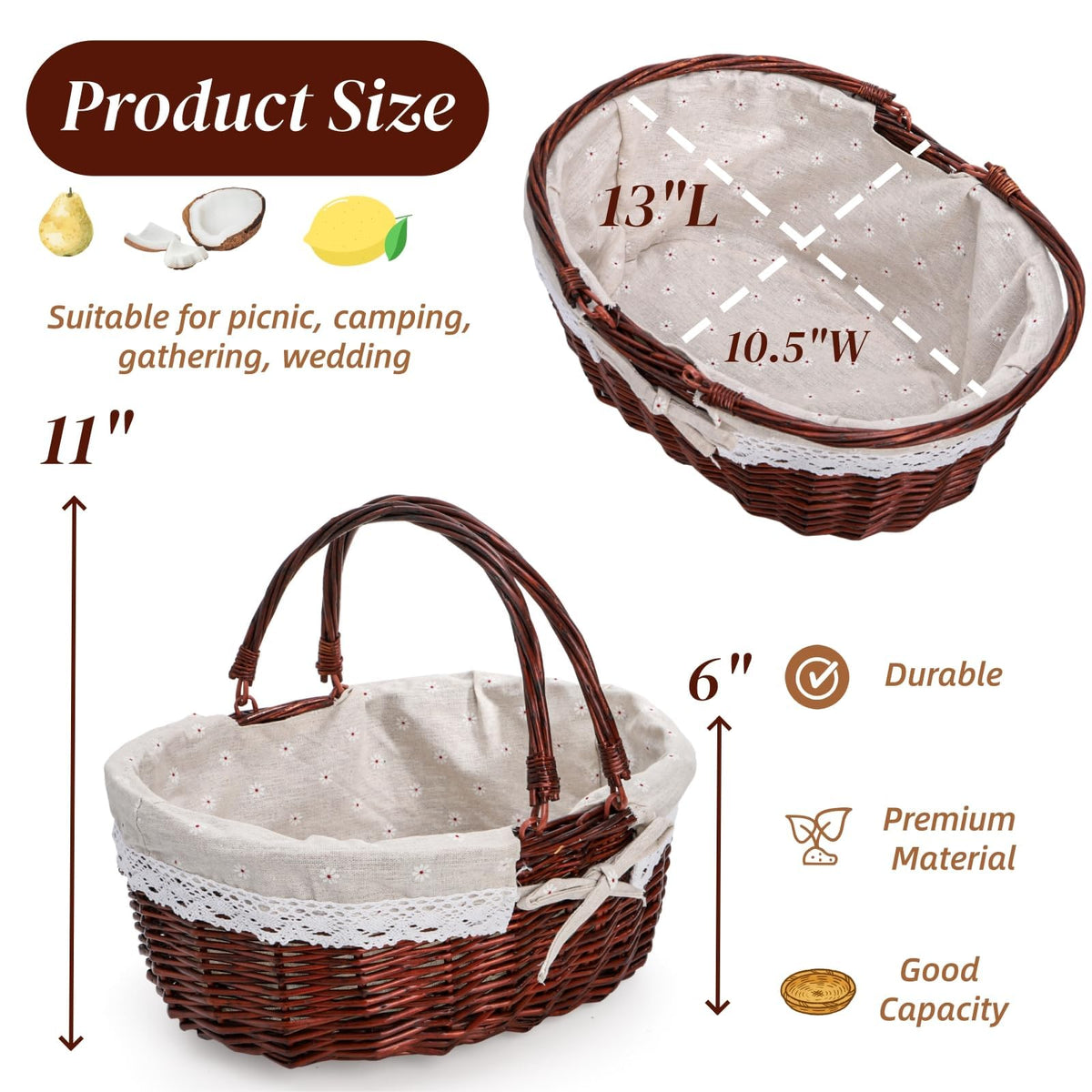 Dicunoy wicker basket open top for quick access to contents