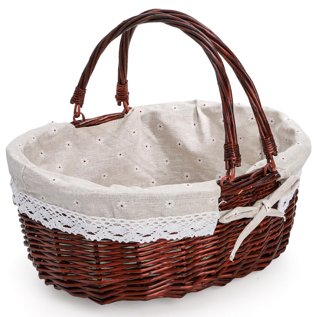 Dicunoy wicker picnic basket with handle for easy outdoor meals and transport