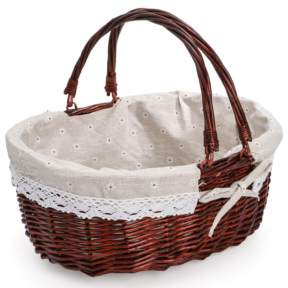 Dicunoy wicker picnic basket with handle for easy outdoor meals and transport