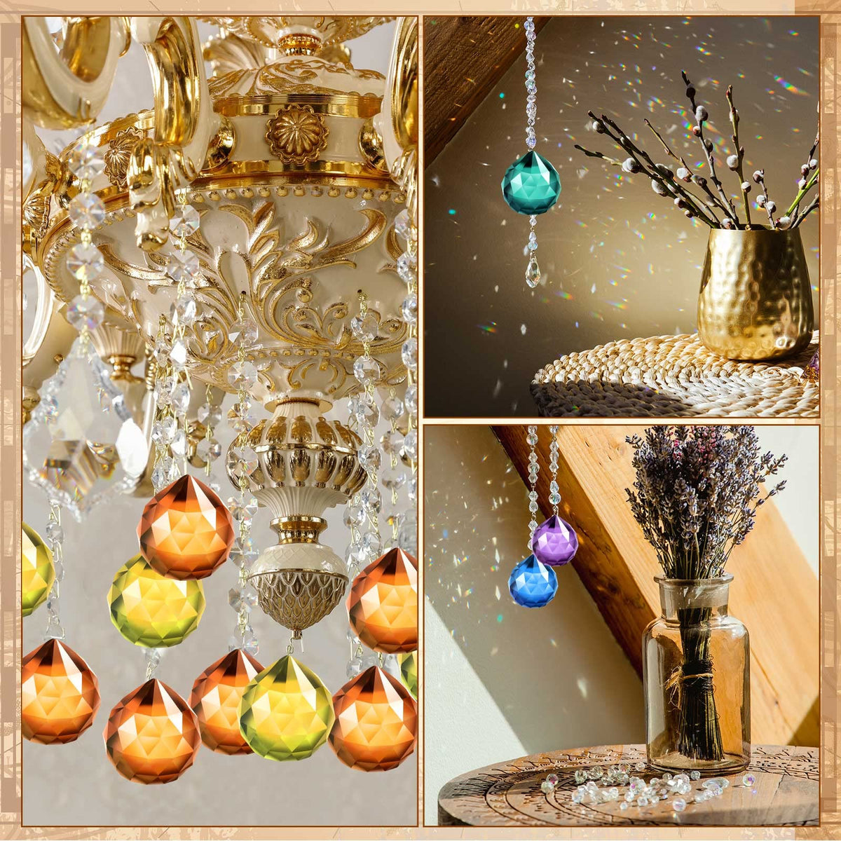 Didaey hanging crystal suncatcher showcases multiple colors for decor