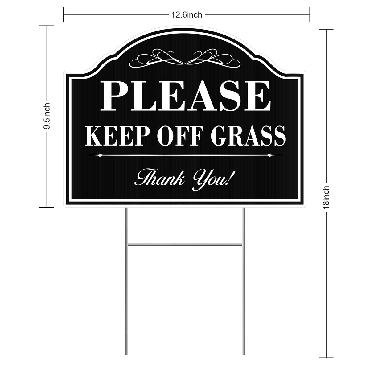 Diesott Keep Off Grass Sign 12x9 back view showing double-sided print