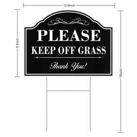 Diesott Keep Off Grass Sign 12x9 back view showing double-sided print