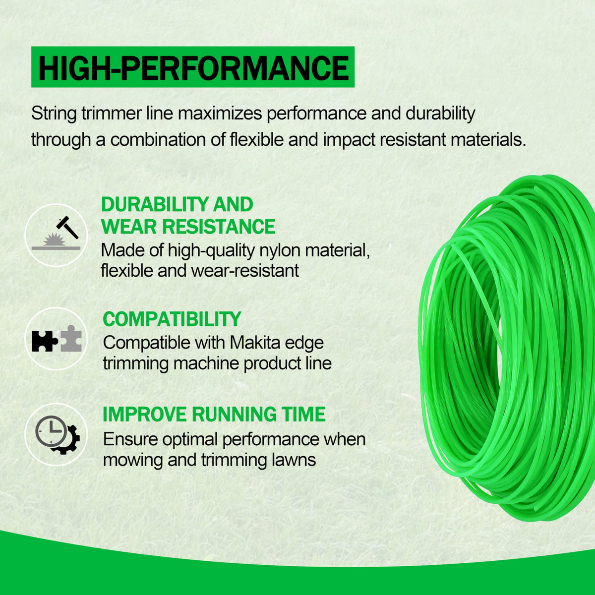 DIFFWELY co-polymer nylon line with sharper edge on weeds
