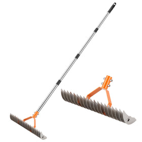 DigiGlow 62-inch thatch rake close-up of 19 tines for efficient dethatching