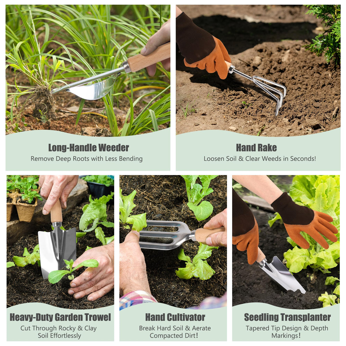 DIGOAKO complete planting tools for garden beds.