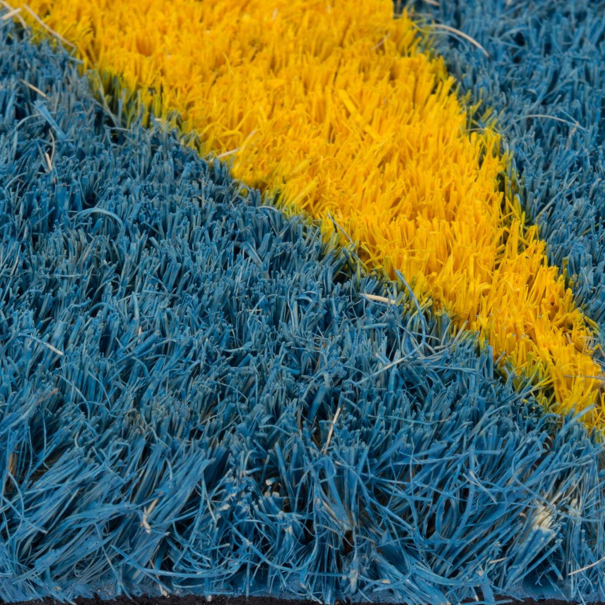 DII Hello Sunshine blue coir mat for entryways, with non-slip backing