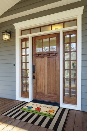 DII coir doormat for exterior doors; high-traffic durability.