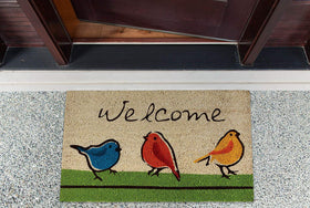 DII coir doormat for outdoor entry; low-profile design aids clearance.