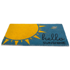 DII decorative Hello Sunshine blue mat enhances porch curb appeal
