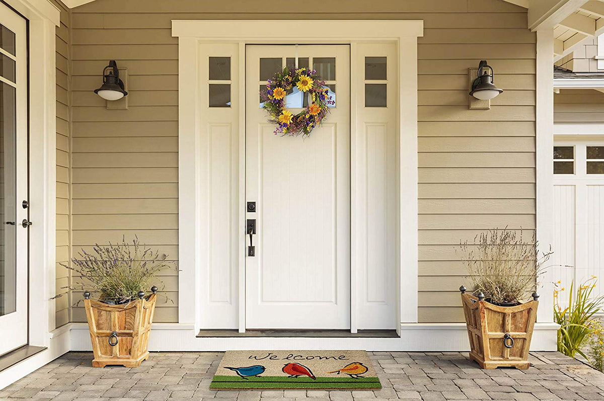 DII natural coir doormat large front-door; non-slip backing enhances safety.