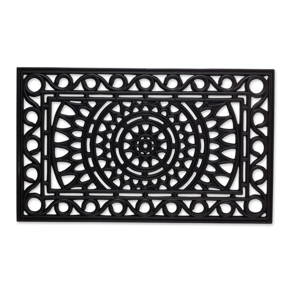 DII Sun Scroll all-weather doormat at the front door with non-slip grip.