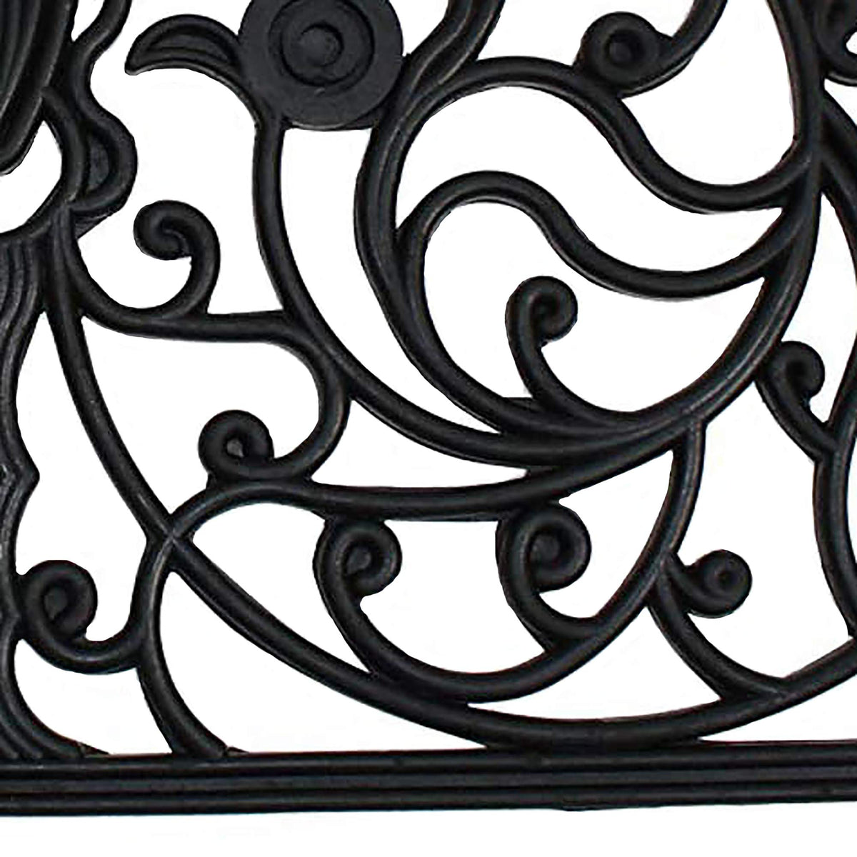 Wrought iron half-round DII doormat displayed as a decorative entry accent.