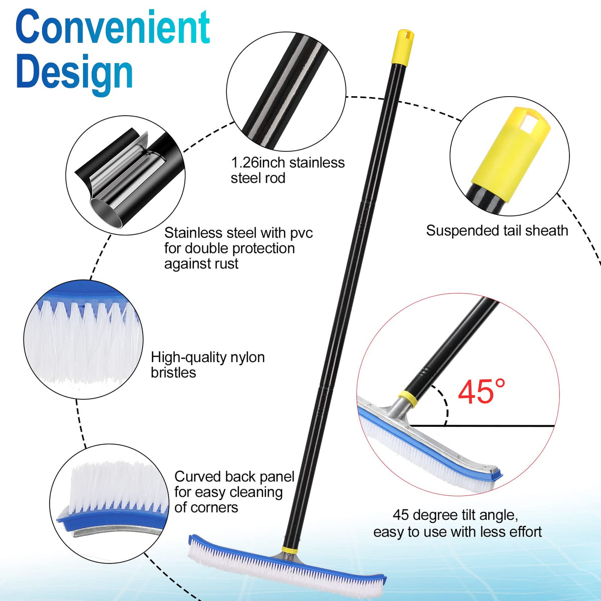 DIIG adjustable handle at 45 degrees helps reach corners