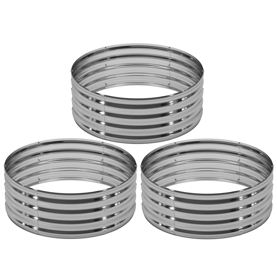 DIIYIV 3-pack galvanized raised bed in assembly view for quick outdoor setup