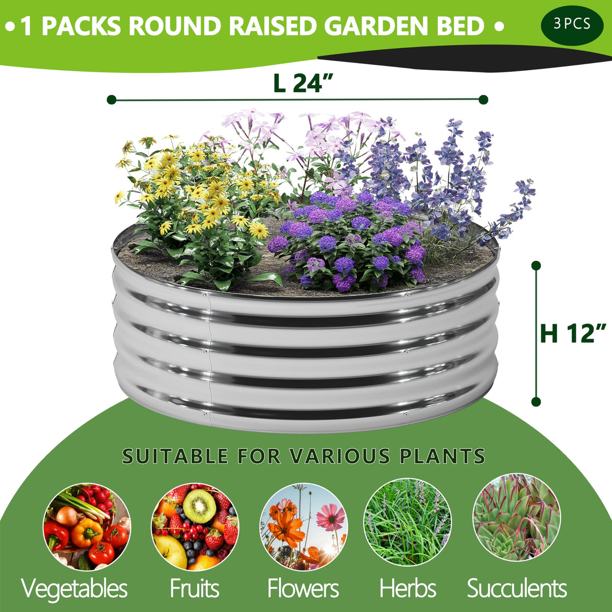 DIIYIV galvanized raised bed 24x24 durable frame ready for long-term use