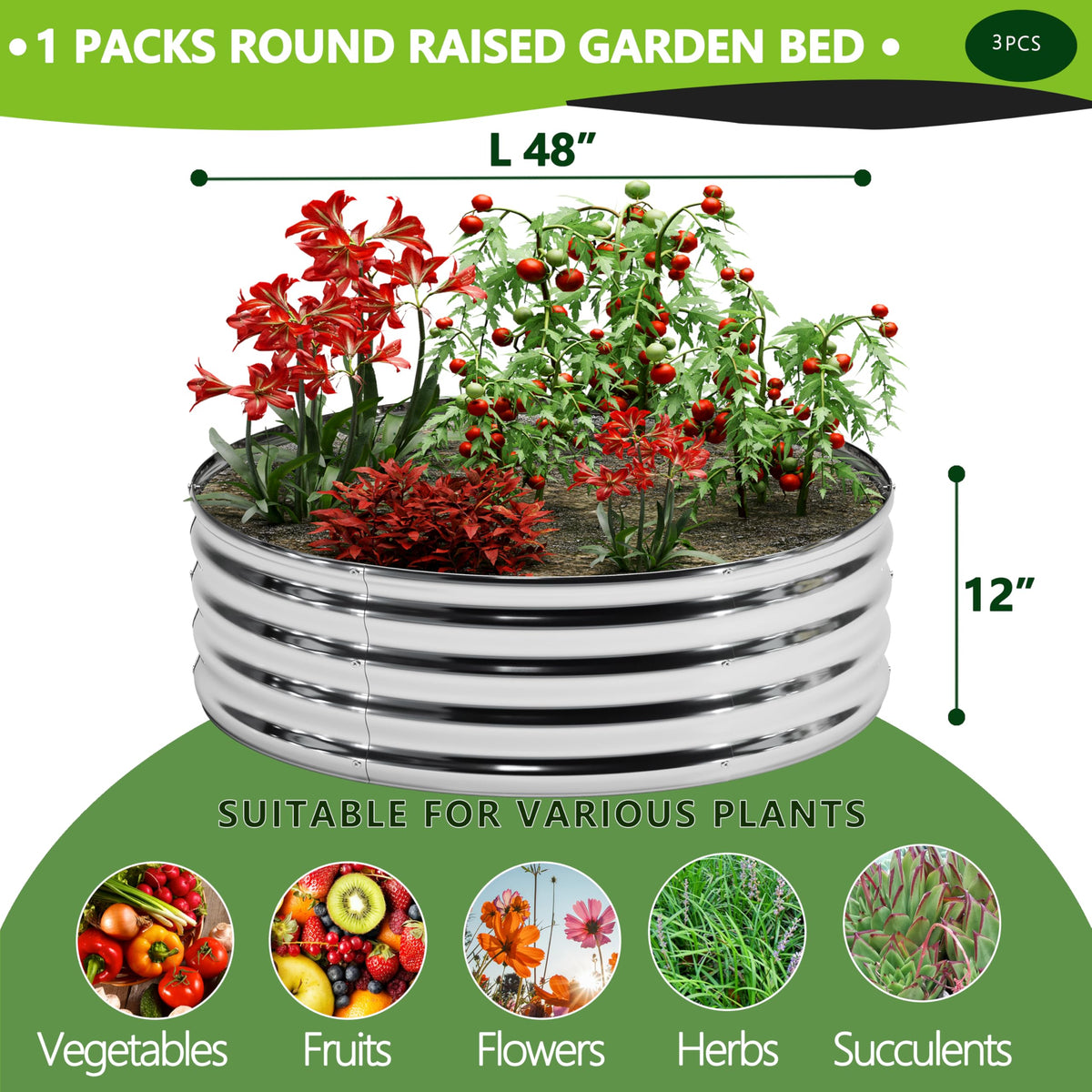 DIIYIV galvanized raised bed with reinforced corners for lasting outdoor use