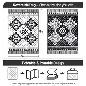 DiiKoo 5x8ft rug for RV camping, lightweight and easy to roll.