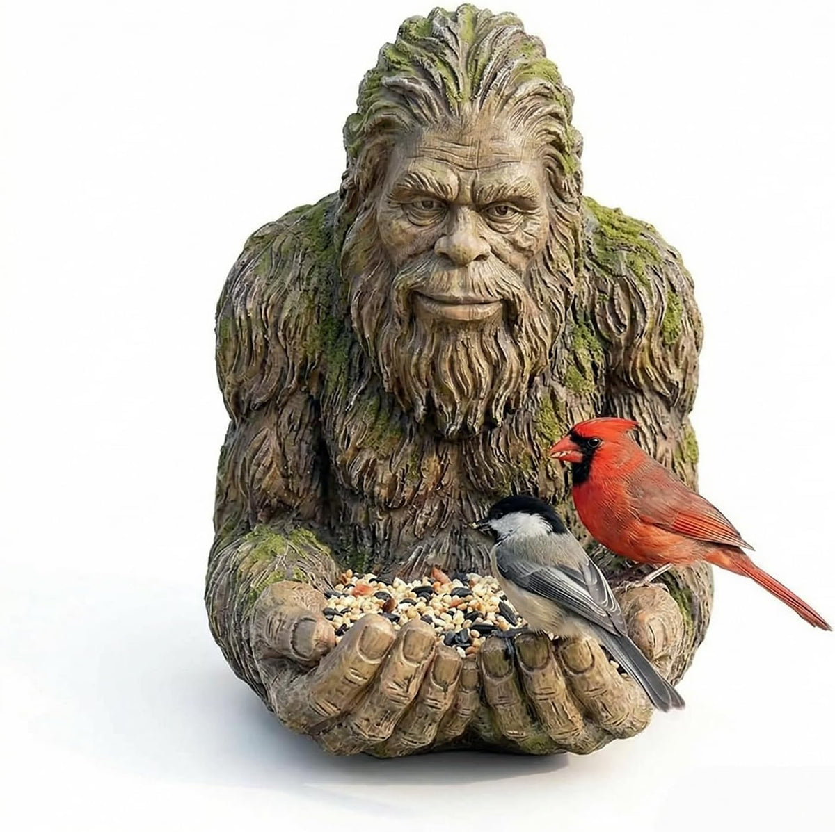 Diinou Bigfoot Bird Feeder with wood grain texture attracts birds and adds rustic charm