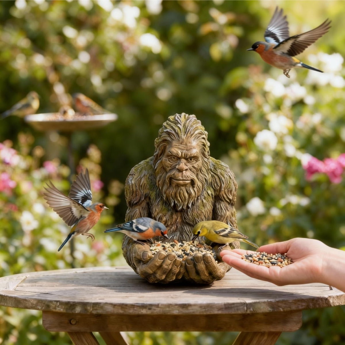 Diinou Bigfoot yard decor as a gift idea for bird lovers and gardeners