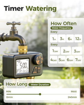 Diivoo timer 2-zone side connection shows brass fittings for outdoor reliability