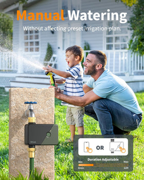 Diivoo Brass WiFi Water Timer app control demonstrates smart, remote watering management.