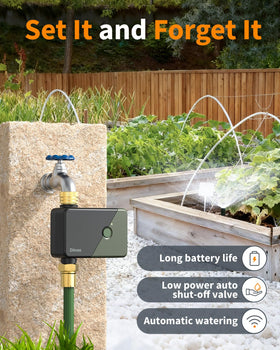 Diivoo Brass WiFi Water Timer battery compartment ready for long outdoor use.