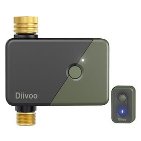 Diivoo Brass WiFi Water Timer shows sturdy physical setup for reliable hose connections.