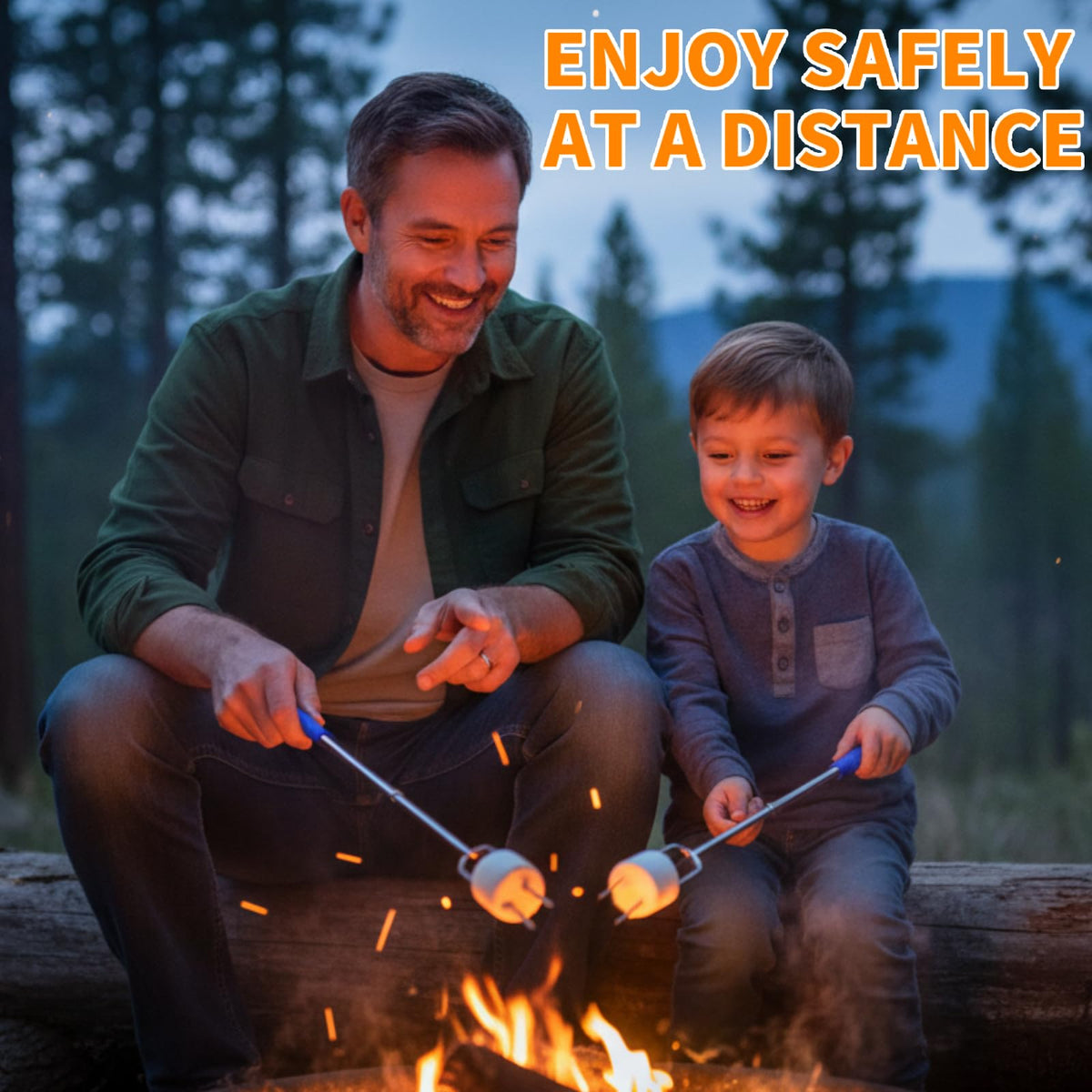 DIKER stainless steel smores sticks for heavy-duty roasting of hot dogs and more.