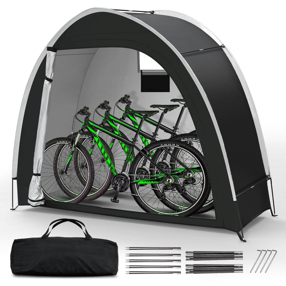 Dikutar bike storage tent front view with weather protection and quick access