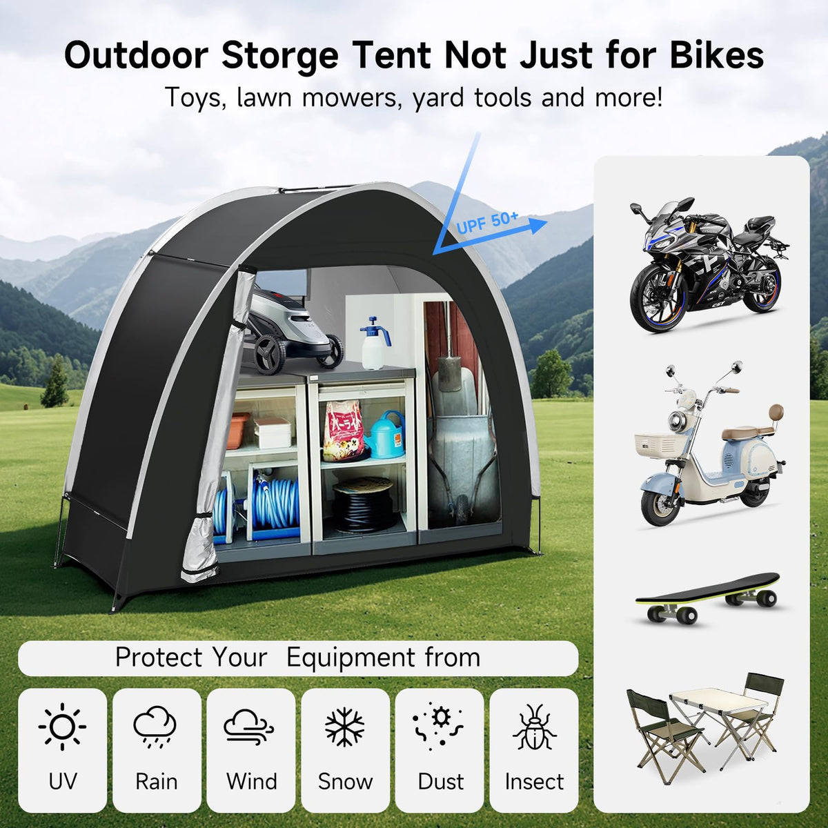 Dikutar bike storage tent open setup for fast installation