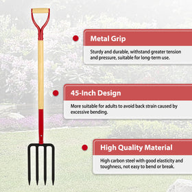 Dikuyeel 45-inch garden fork offers comfortable reach for adults.