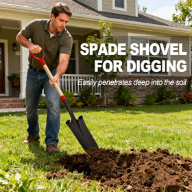 Dikuyeel Nohovu Spade Shovel D-handle ergonomic grip enhances comfortable digging sessions