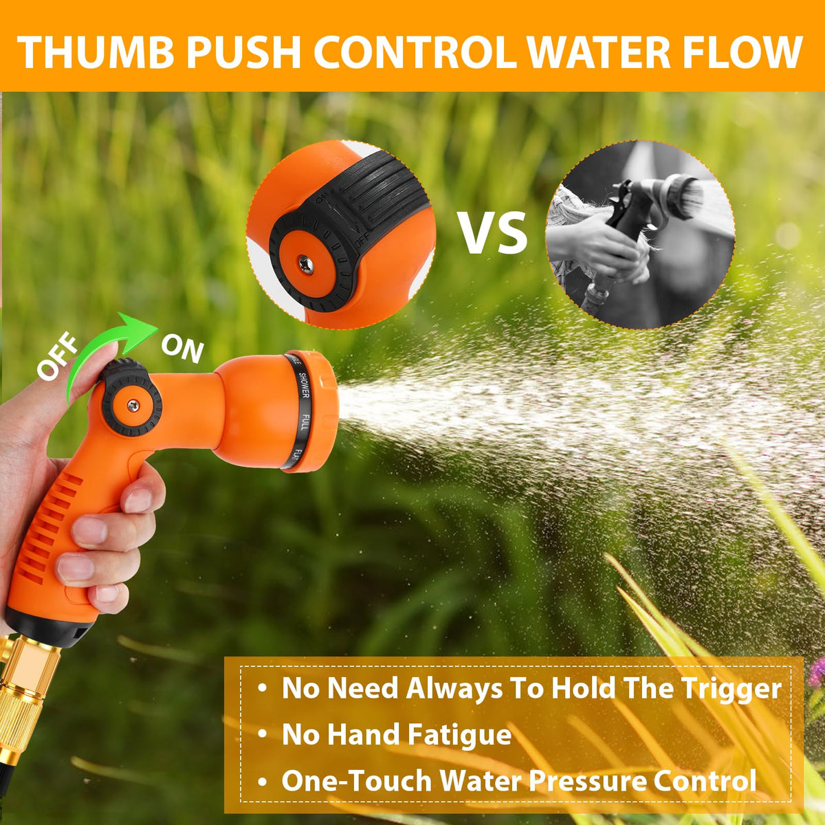 Dileogo garden nozzle in action for watering plants and cleaning.